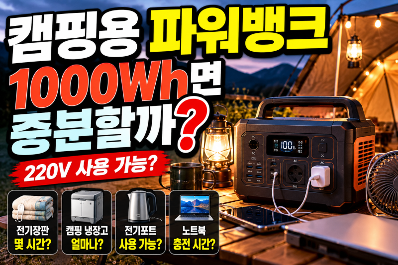 캠핑용 파워뱅크 추천 220V 용량 몇 Wh가 적당할까?