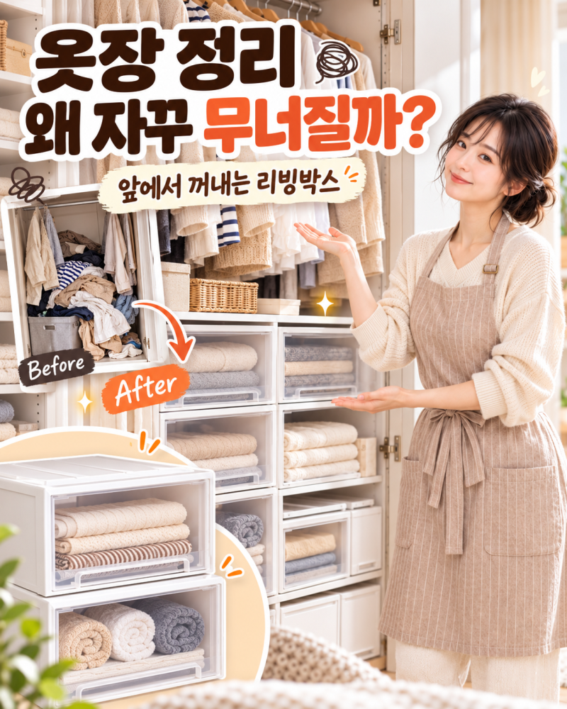 옷장 정리해도 다시 엉망? 옷 꺼내기 편한 리빙박스 써보니