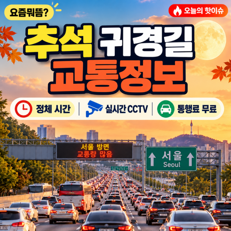 2026 추석 귀경길 교통정보｜고속도로 정체 시간·실시간 CCTV·통행료 무료 총정리