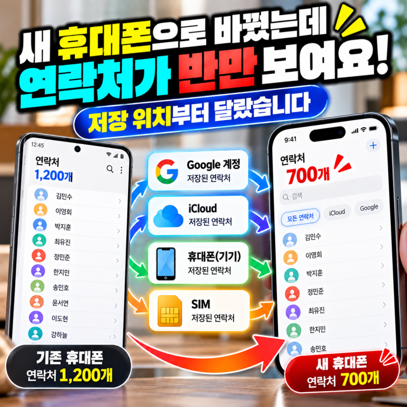 새 휴대폰으로 바꾼 뒤 연락처가 반만 보인 이유｜저장 위치부터 달랐습니다