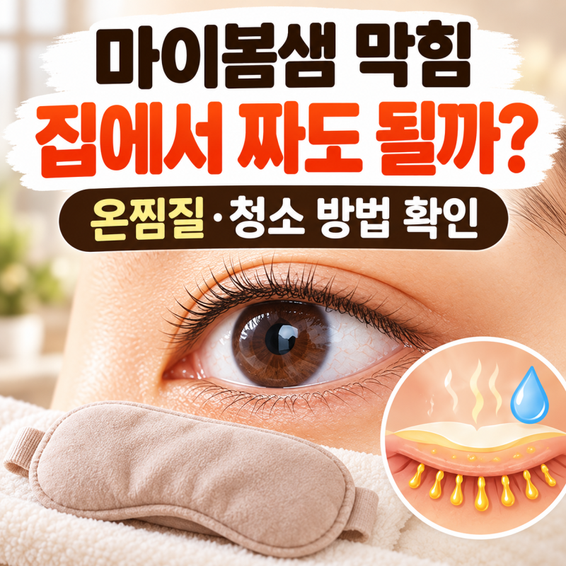 마이봄샘 막힘, 집에서 짜도 될까? 온찜질·청소 방법 확인