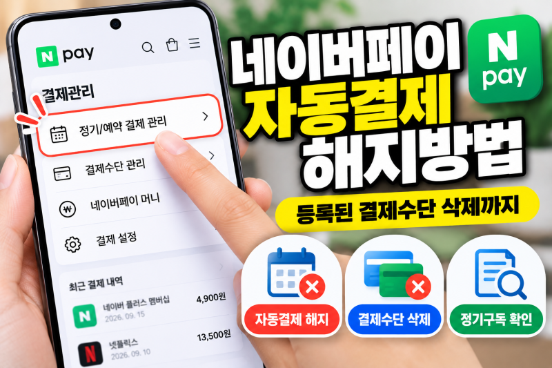 네이버페이 자동결제 해지방법｜등록된 결제수단 삭제까지
