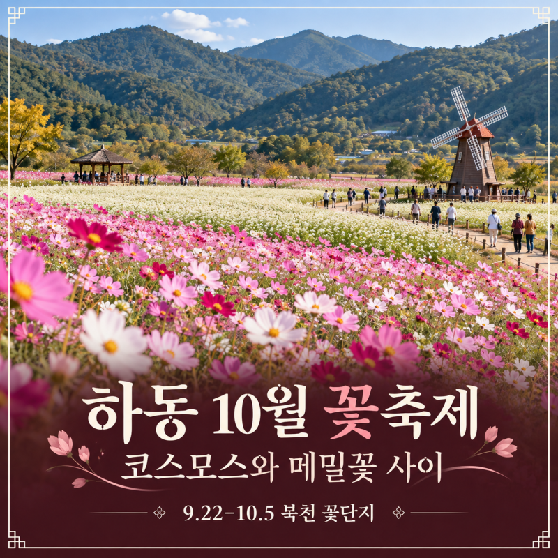 경남 하동 10월 꽃축제, 코스모스와 메밀꽃 사이로 걷는 북천 가을여행