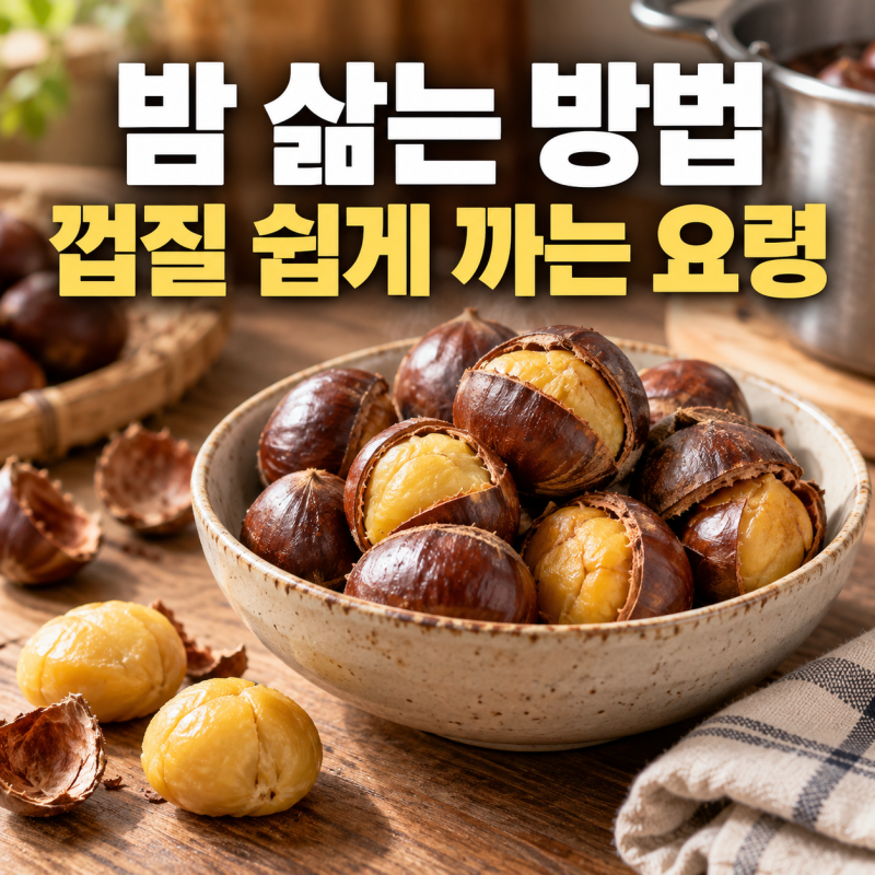 "밤 삶는 방법" 포슬포슬하게 익히고 껍질 쉽게 까는 요령