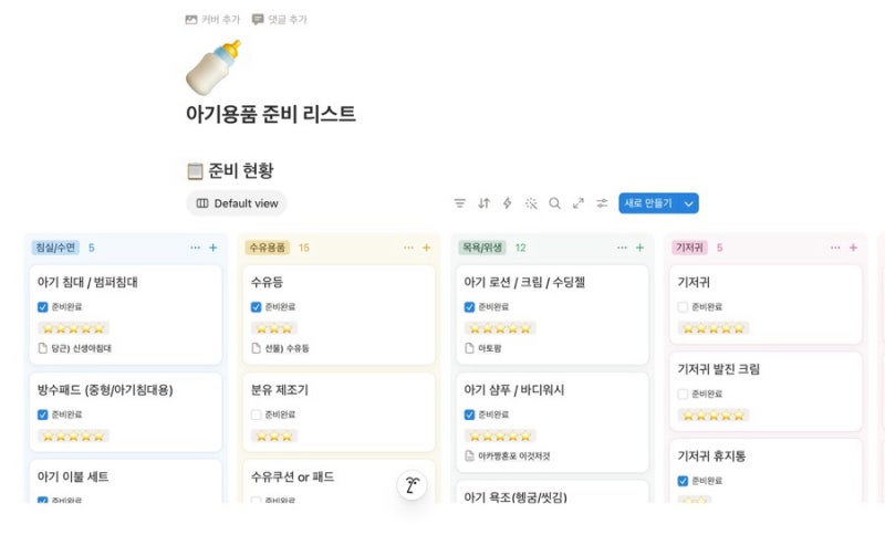 신생아 출산 준비물 리스트 | P의 출산전 대충 준비해보기(+ 노션정리)