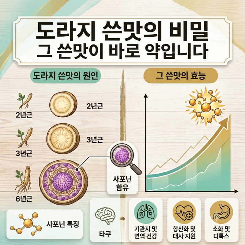 도라지 쓴맛이 나는 이유, 그 쓴맛이 바로 약 성분입니다