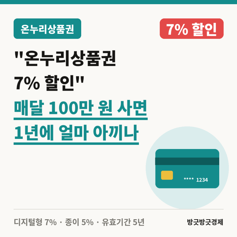 "온누리상품권 7% 할인" 매달 100만 원 사면 1년에 얼마 아낄 수 있을까?