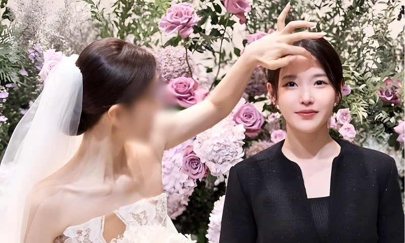아이유, 하객 자리서 신부에게 머리 맡긴 순간의 흰 드레스.. 여배우 가을패션