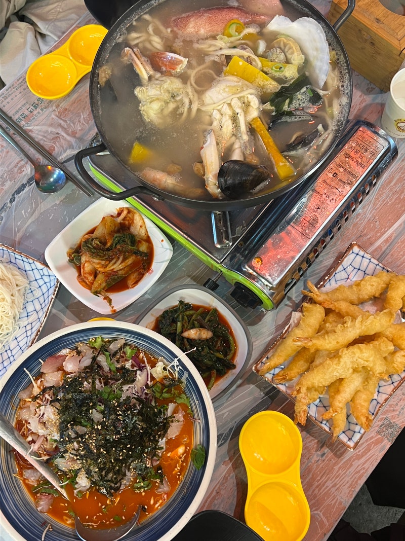 삽교호 맛집 보경이네 칼국수 물회 새우튀김