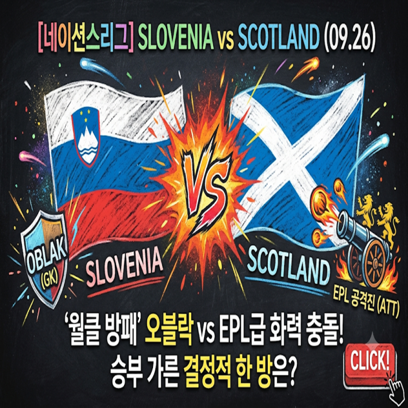 [네이션스리그] 슬로베니아 vs 스코틀랜드 (09.26) '월클 방패' 오블락 vs EPL급 화력 충돌, 승부 ....