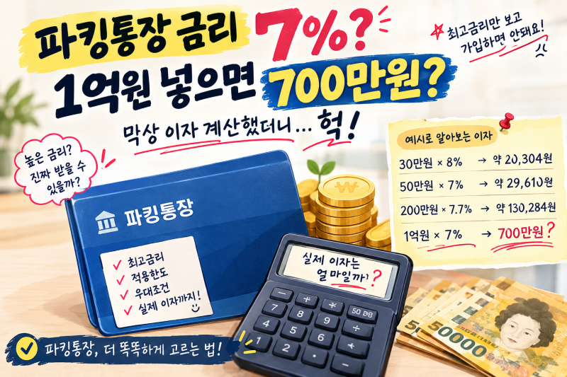 파킹통장 금리 7%? 1억원 넣으면 정말 700만원 받을 수 있을까