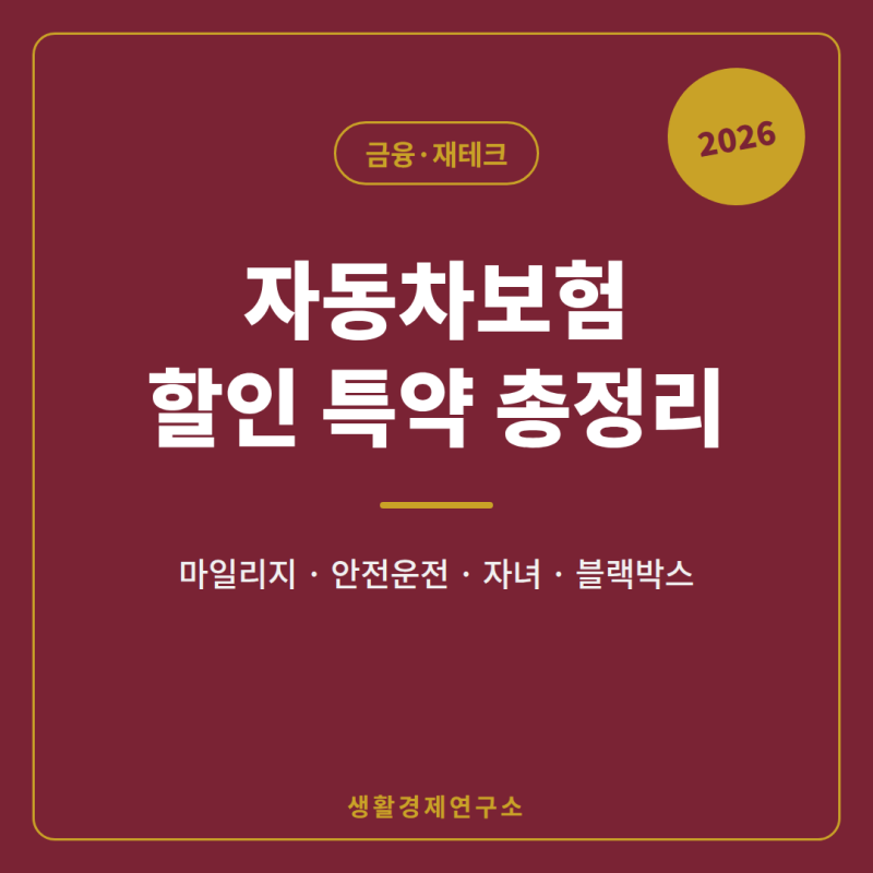 자동차보험 할인 특약 총정리 — 마일리지·안전운전·자녀·블랙박스 (2026)
