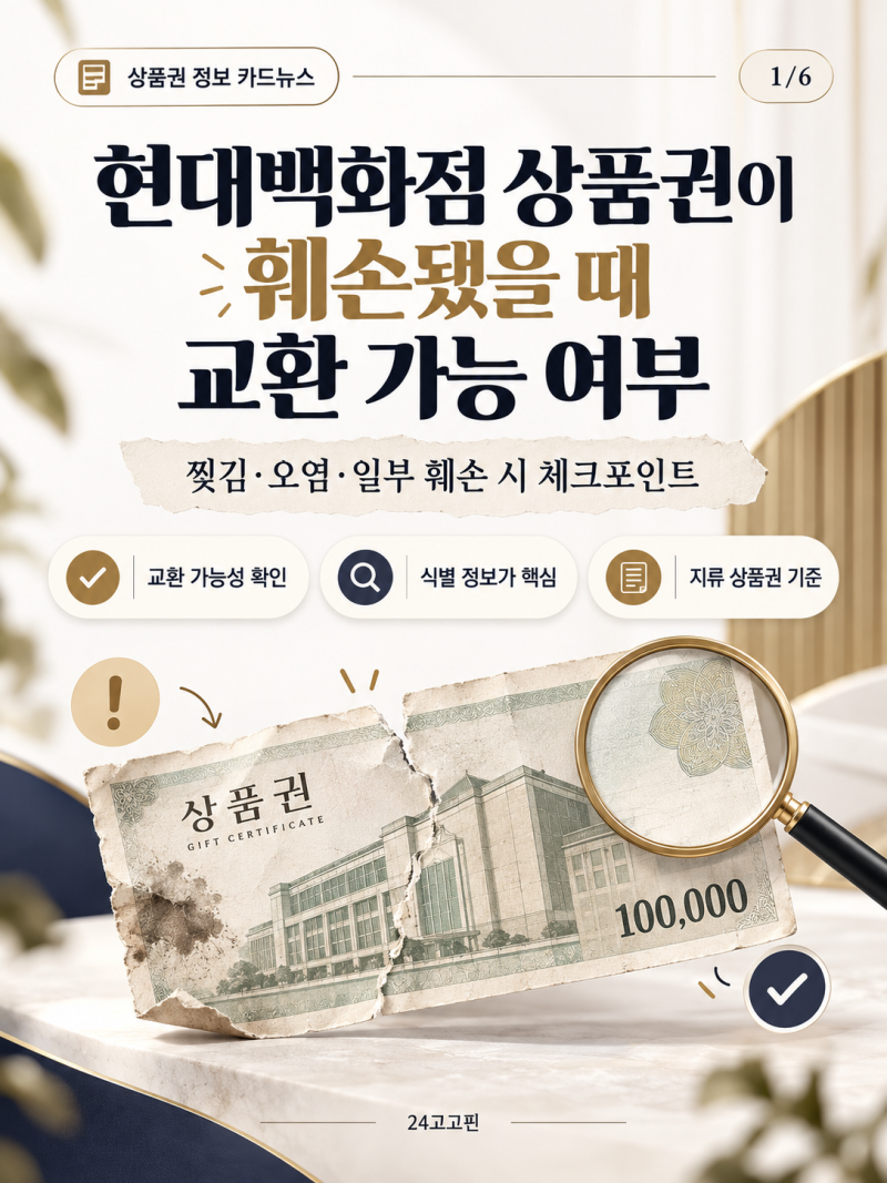 현대백화점 상품권이 훼손됐을 때 교환 가능 여부