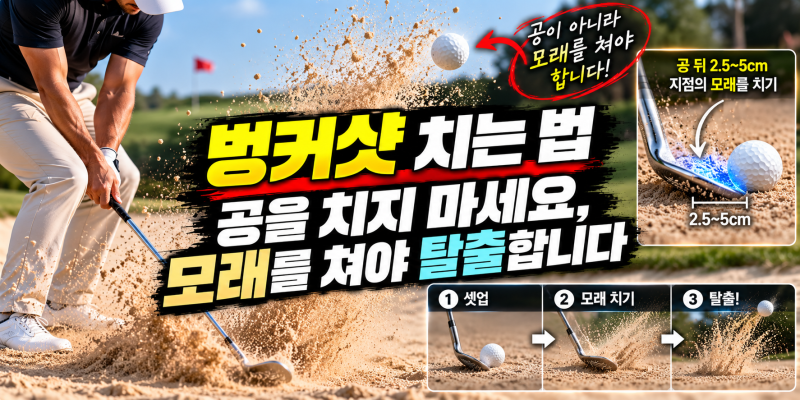 벙커샷 치는 법｜공을 치지 마세요, 모래를 쳐야 탈출합니다