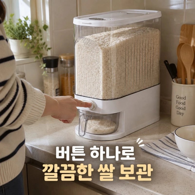 레토 원터치 계량 밀폐 쌀통 10kg 주방 정리 필수템 정보 정리