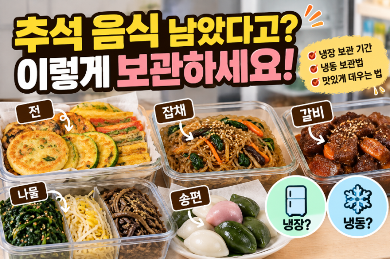 추석 음식 남았을 때 어떻게 보관할까?｜전·잡채·갈비 냉장 냉동 보관법