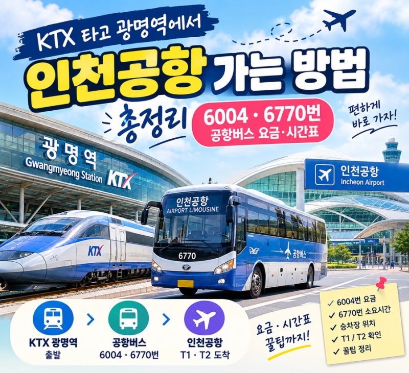 KTX 광명역에서 인천공항 버스뭐 타고 가나요? 6770번 vs 6004번 공항버스 완벽 비교 (타는곳·요....