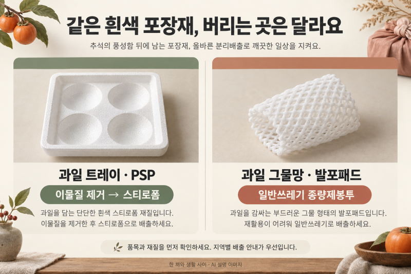 추석 선물 포장재 분리배출, 과일 그물망과 아이스팩은 어디에 버릴까요?