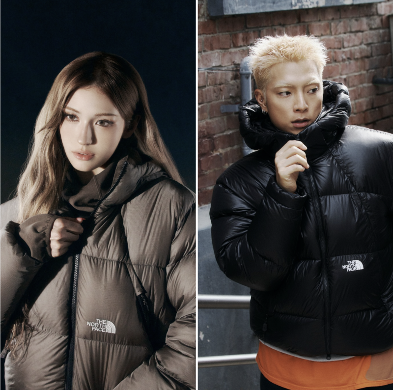 노스페이스 화이트라벨 프로젝트다운자켓, 전소미 이호연 겨울패딩 화보