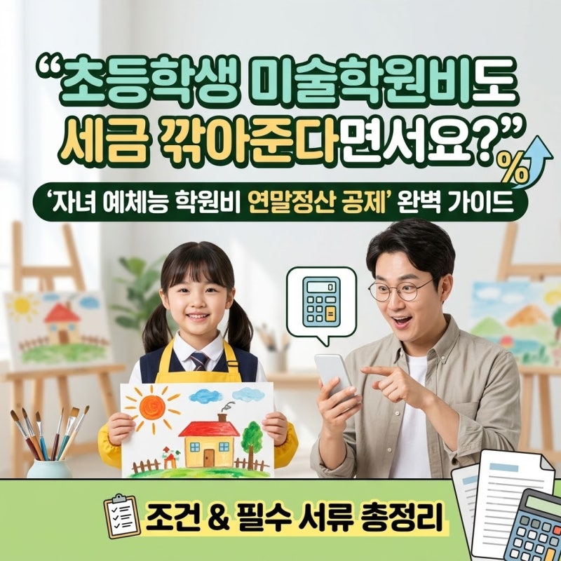 "초등학생 미술학원비도 세금 깎아준다면서요?" 자녀 예체능 학원비 연말정산 공제 조건 및 ....