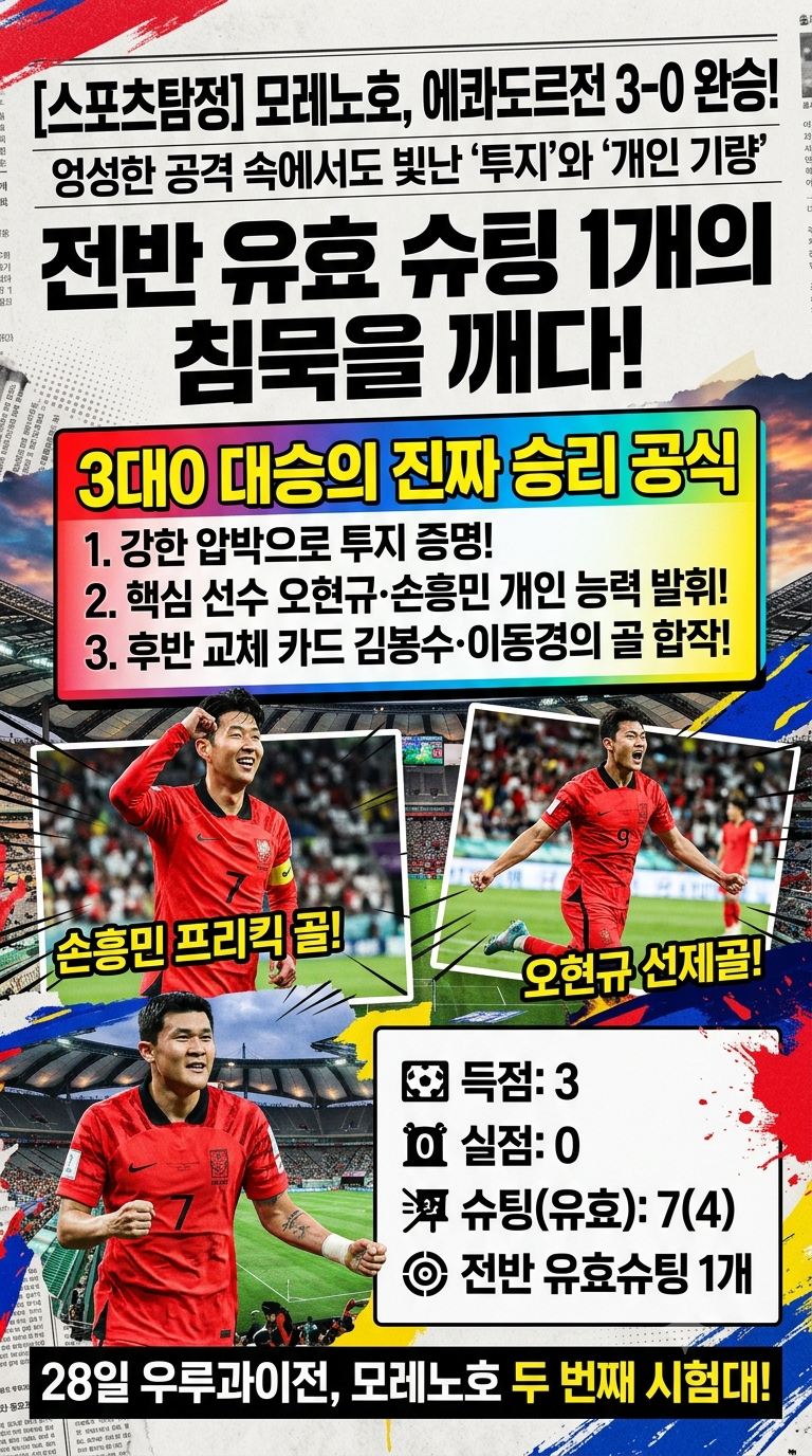 [스포츠탐정] 모레노호의 3-0 승리 뒤에 숨겨진 3가지 승리 공식