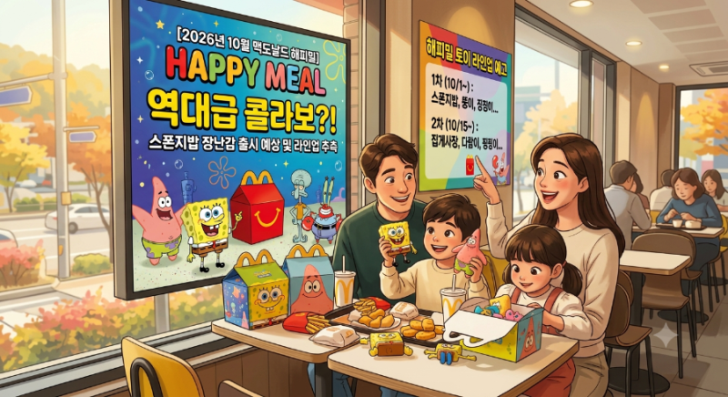 [2026년 10월 맥도날드 해피밀] 역대급 콜라보?! 스폰지밥 장난감 출시 예상 및 라인업 추측