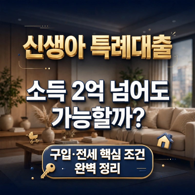 신생아 특례대출, 소득 2억 넘어도 가능할까? 구입·전세자금 핵심 조건 정리