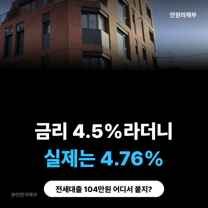 전세대출 2억 연 4.5%로 2년 빌리면 이자·보증료·인지세 합계는 얼마?