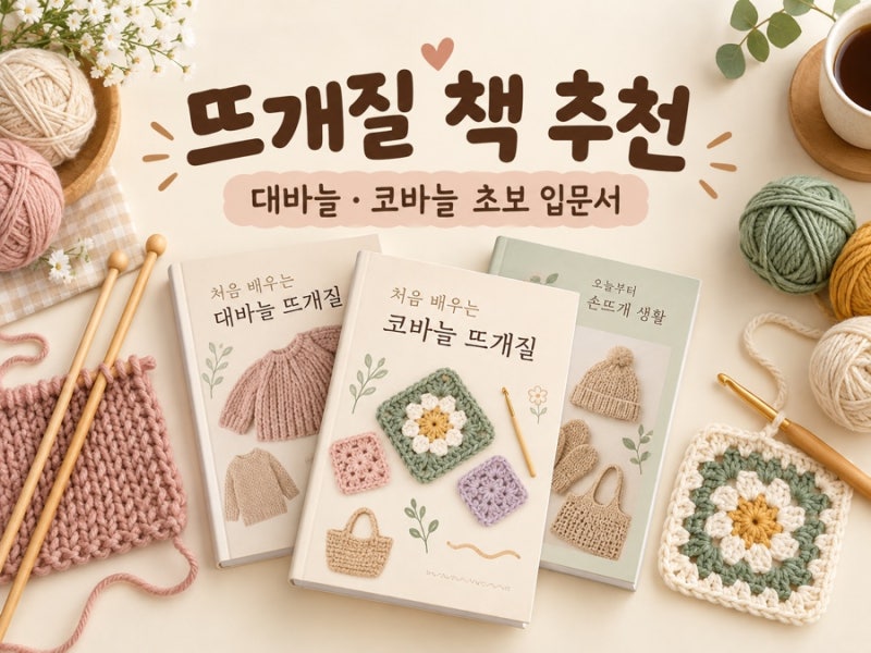 뜨개질 초보 책 추천｜대바늘·코바늘 입문서부터 첫 작품까지