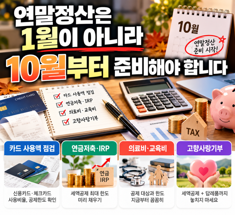 연말정산은 1월이 아니라 10월부터 준비해야 합니다｜카드·연금저축·IRP·의료비 체크