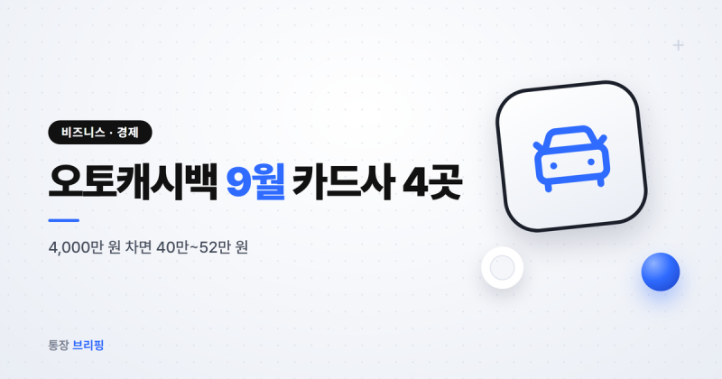 "같은 1.3%인데 최소 결제액은 5배 차이" 오토캐시백 9월 카드사 4곳 비교