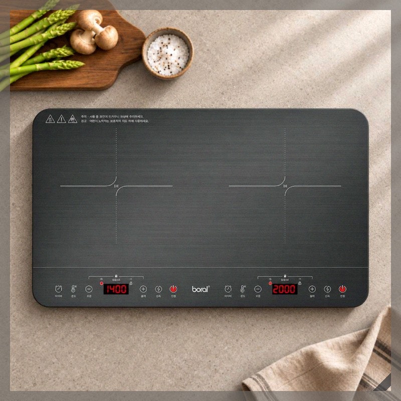 보랄 더 셰프 대형 2구 블랙 와이드 인덕션 렌지 전기레인지 프리스탠딩 BR-D3500FS 선택 포인트