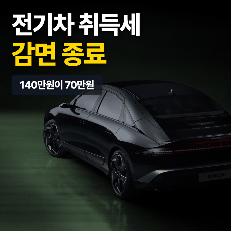 전기차 취득세 감면 종료, 140만원이 70만원