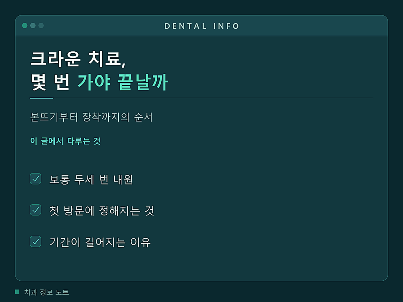 크라운 치료 과정, 몇 번 가야 끝날까? 본뜨기부터 장착까지