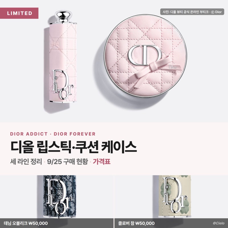 디올 립스틱 케이스 한정판 — 쿠션 케이스까지 세 라인·9월 25일 구매 현황·가격표