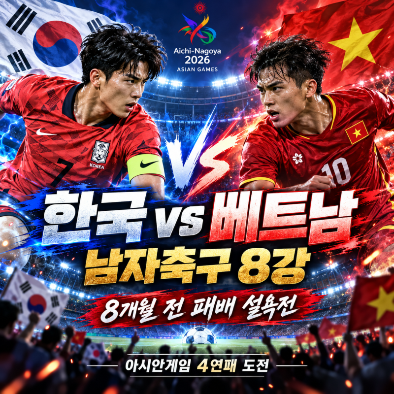 ⚽ 한국 베트남 축구 8강 프리뷰｜8개월 전 승부차기 패배 설욕전, 엄지성 앞세워 아시안게임....