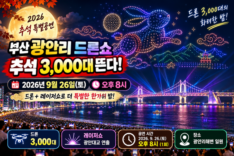 광안리 드론쇼 추석 3000대 뜬다! 9월 26일 시간 꼭 확인하세요