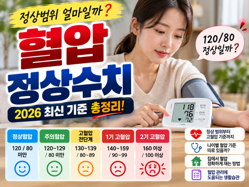 혈압정상수치 범위 얼마일까? 120/80부터 고혈압 기준까지