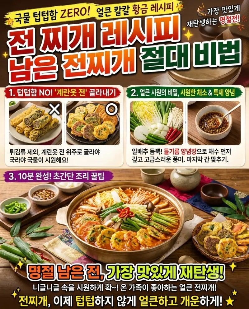 전 찌개 레시피 남은 전찌개 절대 비법