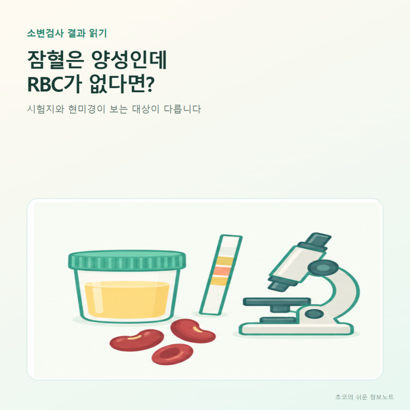 소변 잠혈 양성인데 RBC가 없다면? 요잠혈과 현미경검사가 엇갈리는 이유