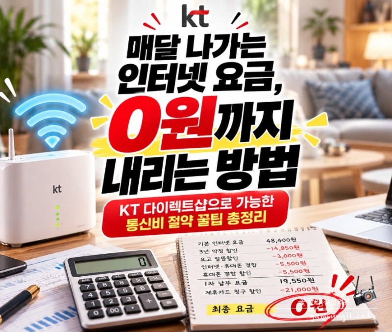 매달 나가는 인터넷 요금 절약팁 KT 다이렉트샵으로 0원 만드는 법
