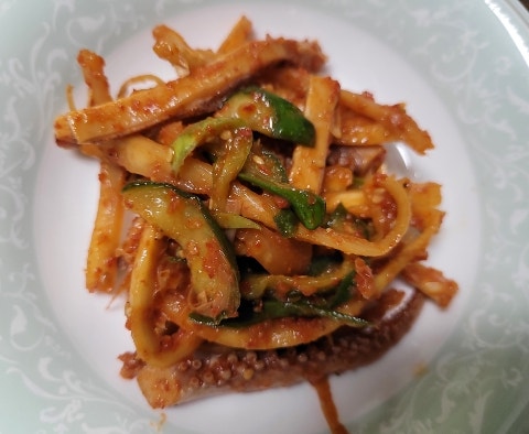 오징어 오이 도라지 초무침
