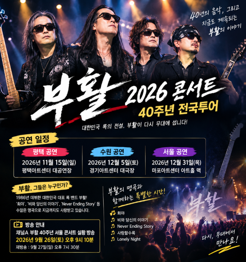 Boohwal Concert 2026 Schedule | 40th Anniversary National Tour: Pyeongtaek, Suwon, Seoul Performances Overview