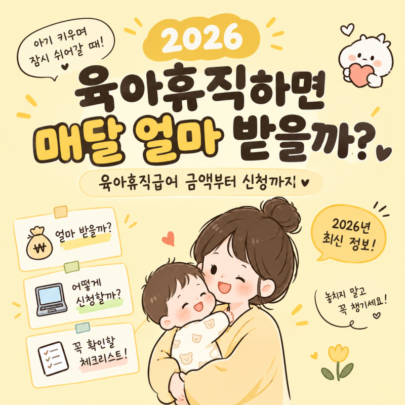 육아휴직하면 매달 얼마 받을까? 2026 육아휴직급여 금액부터 신청까지