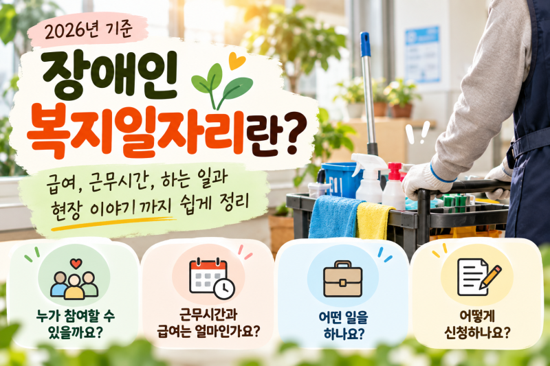 장애인 복지일자리란? 2026 급여·근무시간·하는 일과 현장 이야기