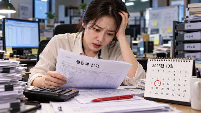 2026년 10월 원천세 신고, 추석 상여금과 급여를 지급했다면 확인할 항목