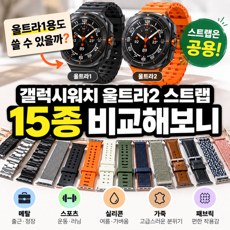 갤럭시워치 울트라2 스트랩, 울트라1용도 쓸 수 있을까? 15종 비교해보니