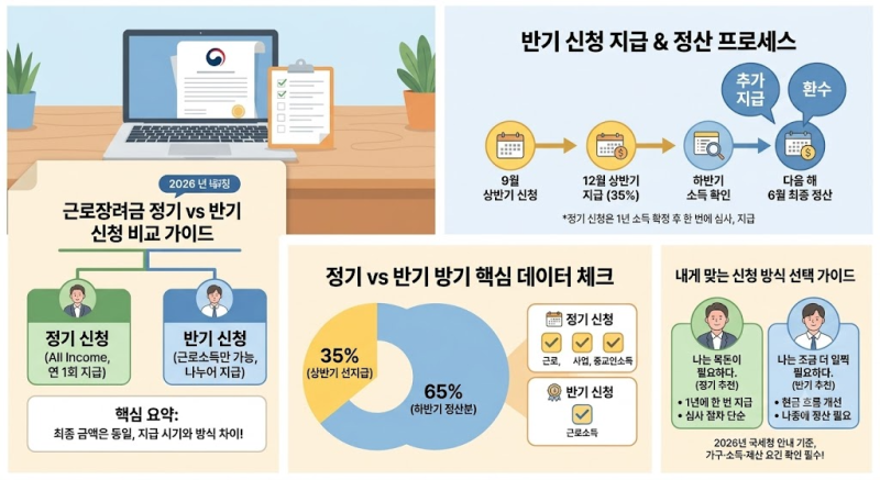 근로장려금 정기 vs 반기 신청 차이점과 나에게 유리한 지급 방식 비교