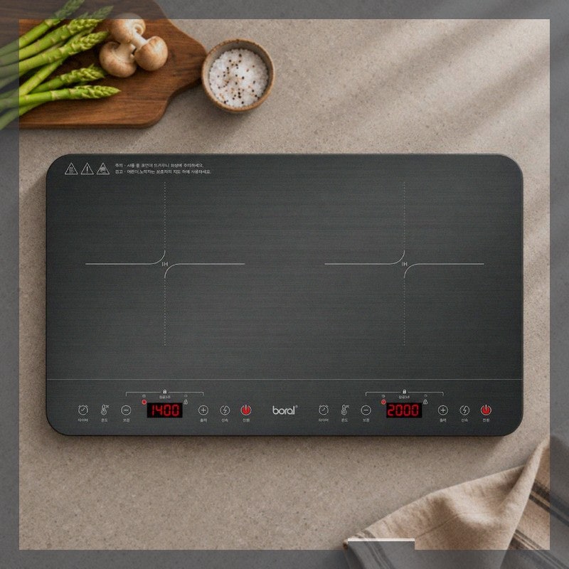 보랄 더 셰프 대형 2구 블랙 와이드 인덕션 렌지 전기레인지 프리스탠딩 BR-D3500FS 활용과 조리....