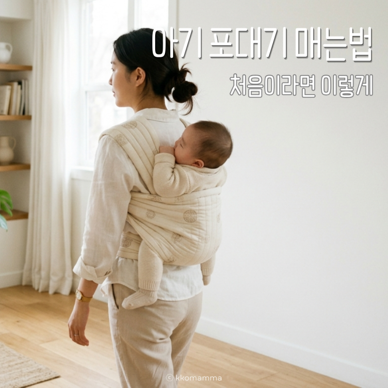 신생아 아기 포대기 매는법, 처음이라면 이렇게